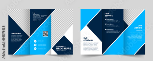 Business corporate trifold brochure layout. Modern tri fold brochure template design. Vector