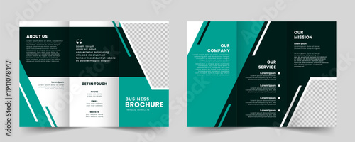 Business corporate trifold brochure layout. Modern tri fold brochure template design. Vector