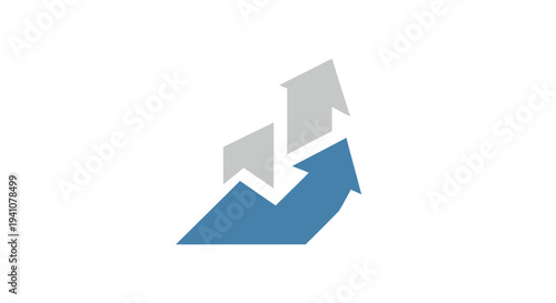 Blue and grey arrow graph symbol.