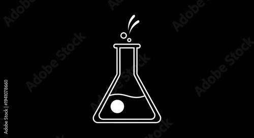 Beaker with chemical reaction occurring inside.