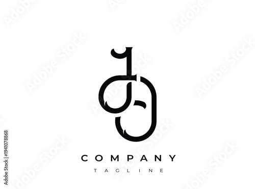 Modern company logo template with stylized letter and text