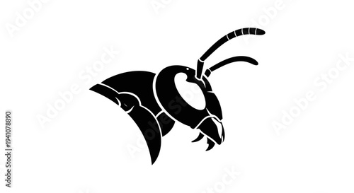 Black moth silhouette flying alone.