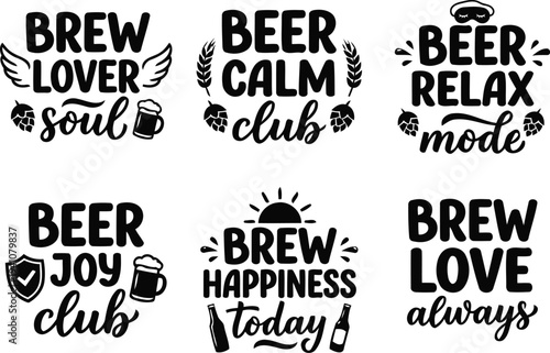 Bold Beer Lover Quotes Typography Bundle for T Shirt Designs, Bar Posters, and Craft Brew Fans