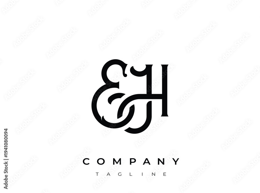 Fototapeta premium Modern elegant company logo template with stylized monogram and text
