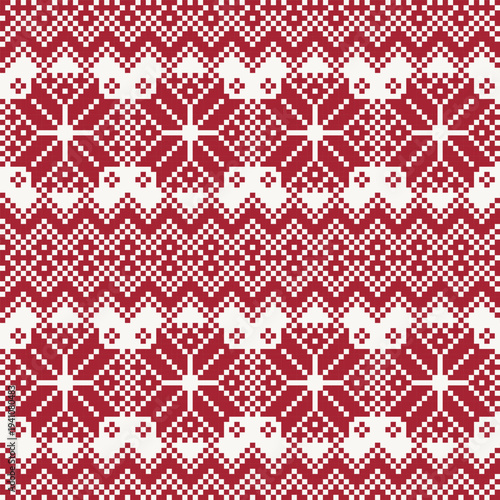 Winter Holiday Knitwear Pattern Red And White Christmas Textile Design