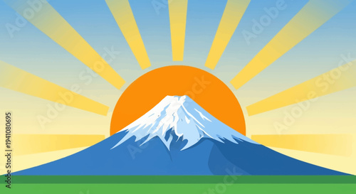 Sunrise Over Majestic Snow-Capped Mount Fuji, Japan