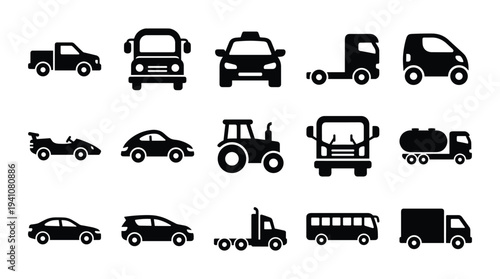 Collection of transportation vehicle icons