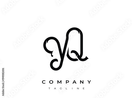 Modern stylized letter y and q logo design template