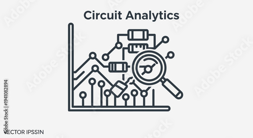 Circuit Analytics Data Research - Electronic Components and Magnifying Glass Icon