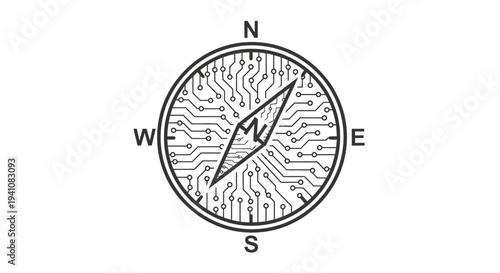 Digital Compass Navigation Technology Circuit Board Concept