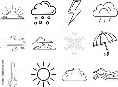 Set of 10 weather icons vector