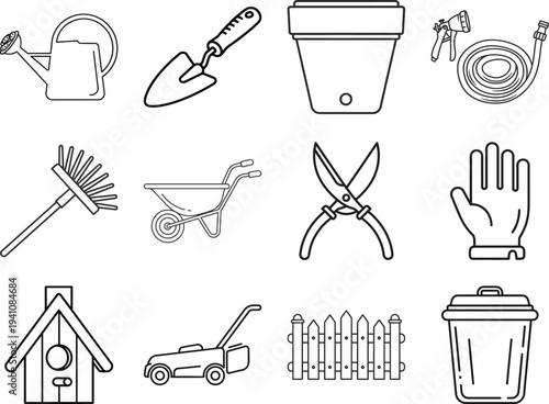 Set of 10 gardening icons vector