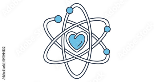Atomic Heart Symbol Abstract Modern Minimalist Vector Illustration