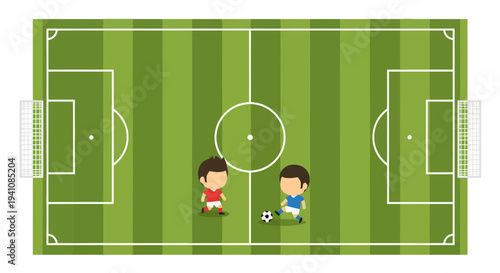 Soccer match illustration, vector style graphic, sports game design, competition concept