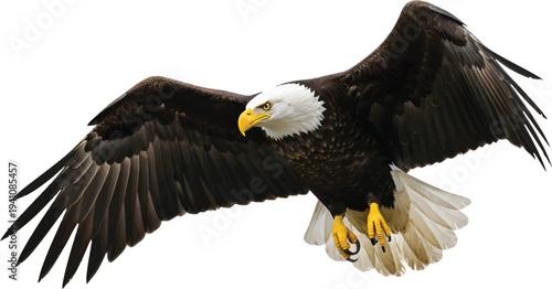 Bald Eagle Flying Isolated on White Background