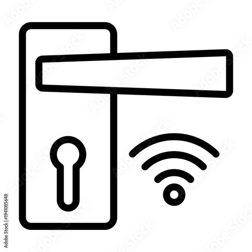 Smart Door Lock Vector Line Icon Design