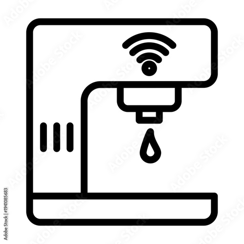 Smart Coffee Maker Vector Line Icon Design