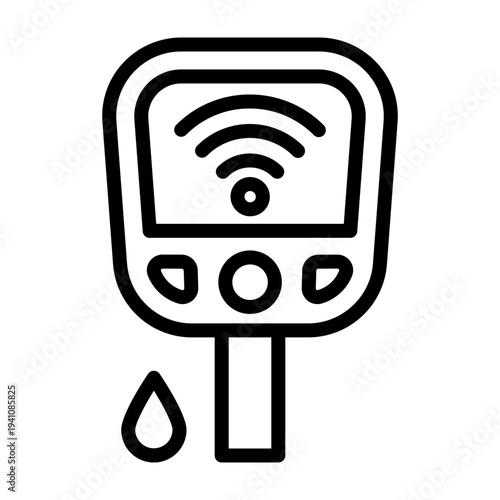 Smart Glucose Meter Vector Line Icon Design