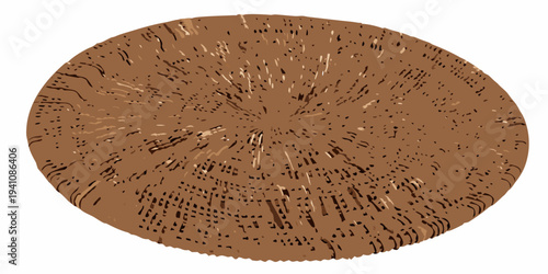 A circular textured surface resembling a wood grain or cork coaster