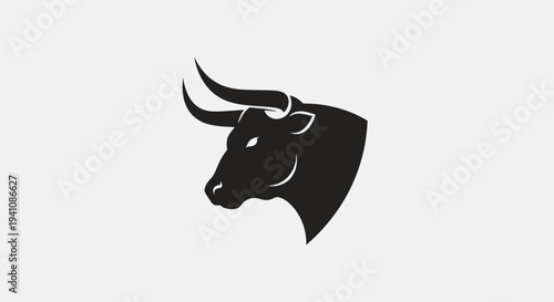 Strong bull head silhouette logo design