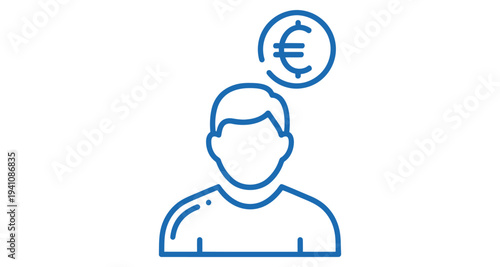 Euro Currency Icon with Person Profile Vector Illustration