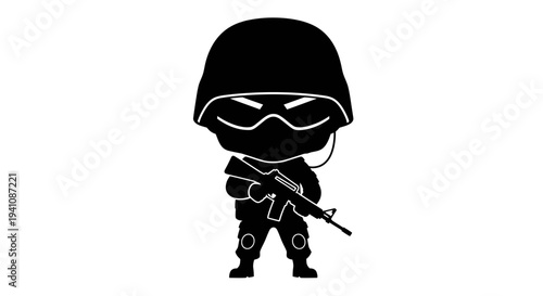 Soldier Vector Illustration, Military Style Graphic for Design, War Concept