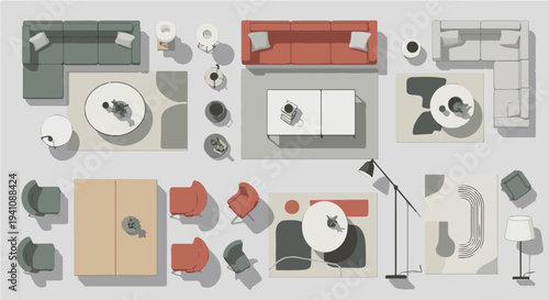 overhead view of modern minimalist home furniture layouts diverse interior design concepts for living and dining spaces