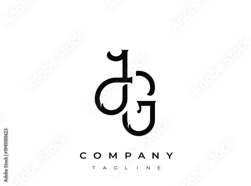 Simple DG monogram logo template with elegant design and company tagline