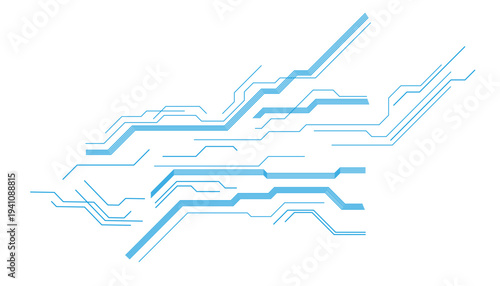 Circuit board background. Technology connected blue lines with electronics elements on technology background.