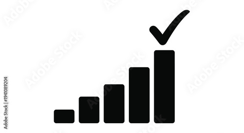 Growing bar graph with a checkmark indicating positive progress