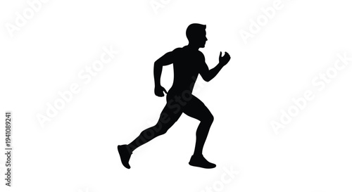 Silhouette of a man running depicted in a dynamic and athletic pose