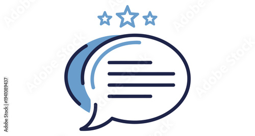 Positive Feedback Speech Bubble with Stars Icon Vector Illustration
