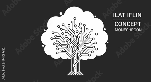 Digital Tree of Life Concept: Circuit Board Branches and Leaves, Innovation