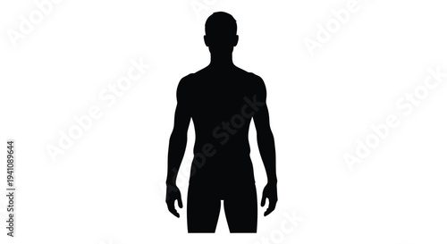 Silhouette of a muscular man standing with arms at his sides