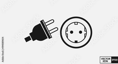 Electricity Outlet and Plug Icon - Vector Illustration