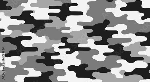 monochromatic camouflage pattern, abstract graphic background, military texture