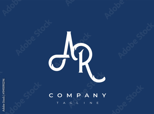 Stylish initial letters AR logo design on blue background