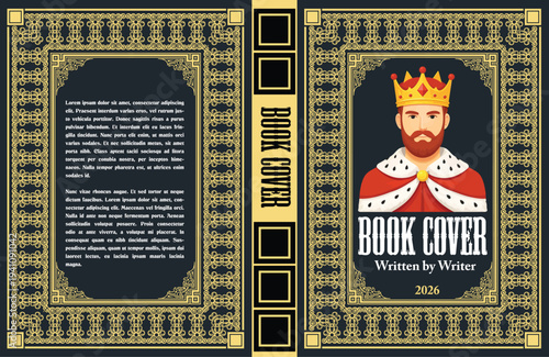 072-05-Royal portrait inspiring a vintage book cover with ornate golden frame