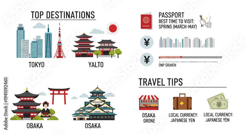 Japan Travel Infographic: Top Destinations, Passport, Currency, and Tips