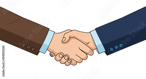 Close-up of two business partners shaking hands in agreement after a successful deal, corporate negotiation, and partnership.