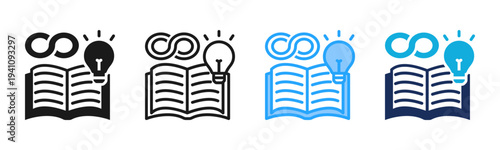 Lifelong Learning icon set multiple style collection