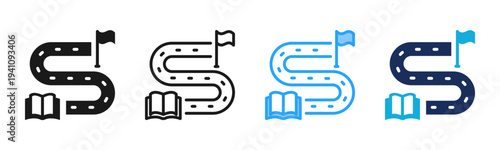 Learning Journey icon set multiple style collection