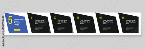 Instagram carousel template layout design for five tips sharing on social media. LinkedIn carousel banner design vector template