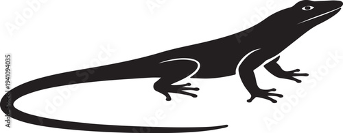 Black silhouette of a lizard on a transparent background animal reptile wildlife