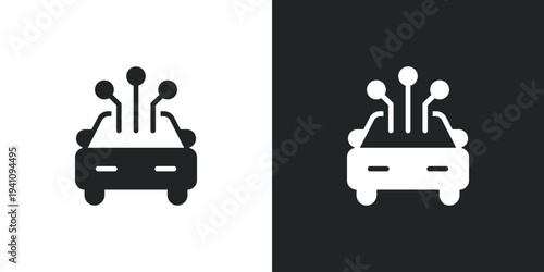 Smart autonomous vehicle technology icon representing future digital transport and connected intelligent self driving system. Filled single symbol. Flat style sign. Solid glyph vector illustration