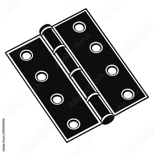 Minimalist Door Hinge Black Icon Isolated on White – Flat Hardware Symbol