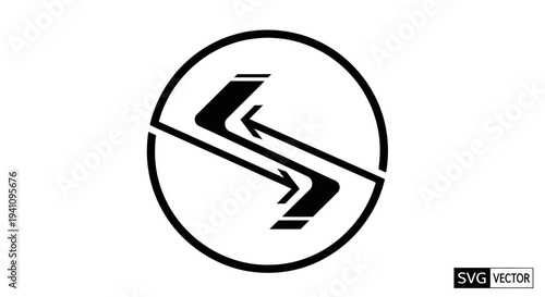 Abstract Arrow Symbol in Circle, Icon, Vector Graphic, Modern Design