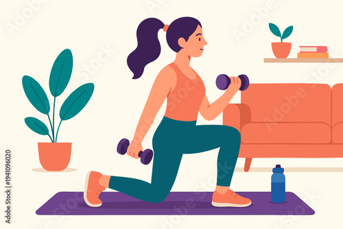 workout at home flat illustration