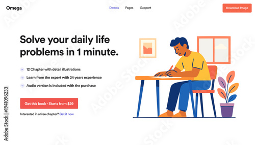 landing page illustration of man working home