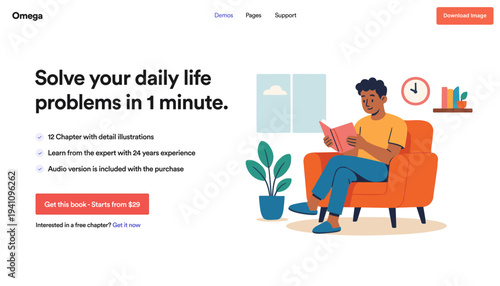landing page illustration of man working home